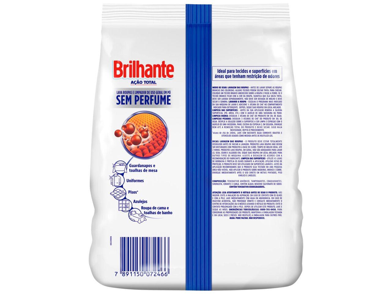 Detergente em Pó Brilhante Profissional Ação Total 1,6kg