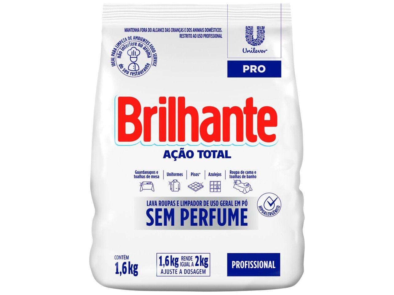 Detergente em Pó Brilhante Profissional Ação Total 1,6kg