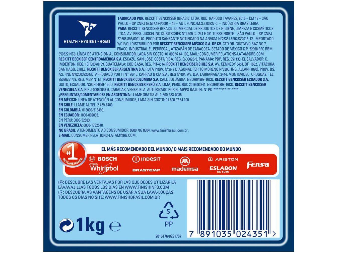 Detergente para Lava Louças em Pó Finish 