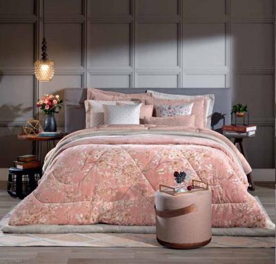 Edredom Hedrons Casal Plush Inove Estampado Cerejeira Em Flor