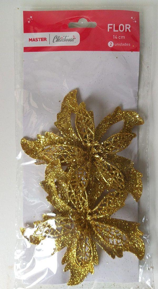 Enfeite de Natal Flor Dourada com Pregador Christmas 14cm - Master - Flores  Artificiais - Magazine Luiza