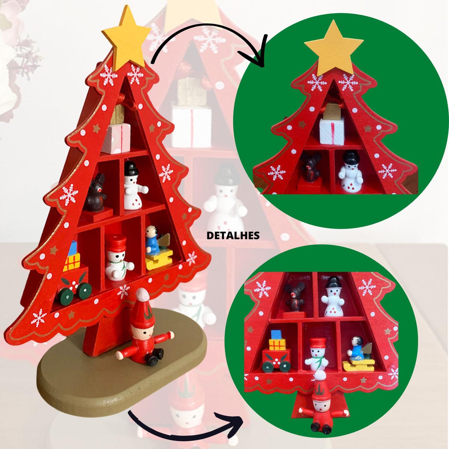 Enfeite Mine Árvore de Natal MDF Decoração Natalina Vermelha - Sadora Natal  - Decoração de Natal para Casa - Magazine Luiza