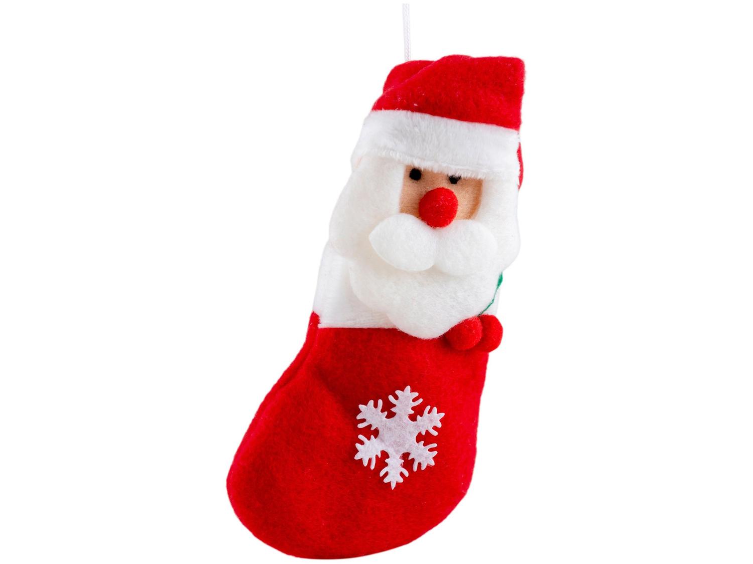 Enfeite Papai Noel 13cm Cromus Mini Noel na Meia| Branco e Vermelho - 1 Unidade