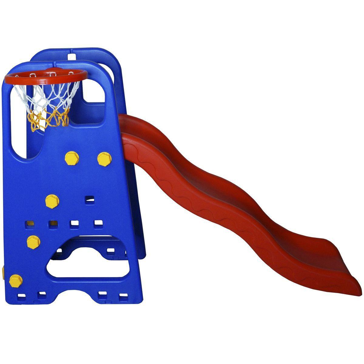 Escorregador Infantil 4 Degraus Plástico Playground Cesta Basque Bola ...