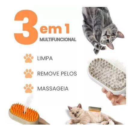 Imagem de Escova A Vapor  Gatos Cachorro Pet 3 Em 1 Removedor Pelos Banho Renova Odor Massageia