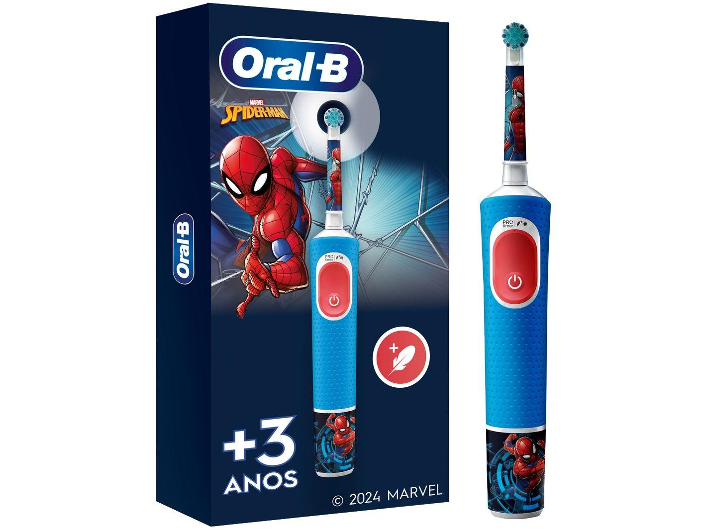 Escova de Dente Elétrica Infantil Oral-B Marvel Homem-Aranha Recarregável