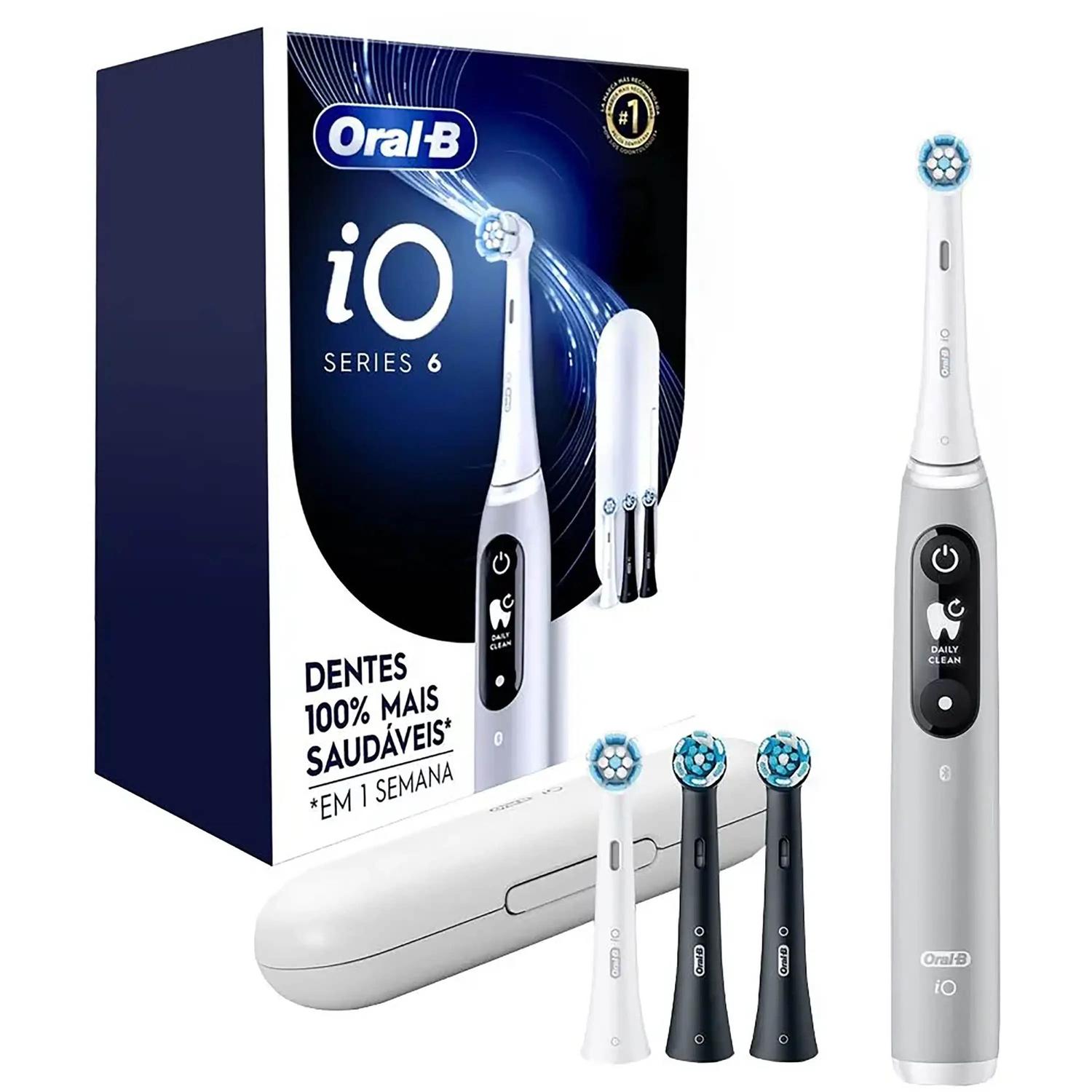 Escova de Dente Elétrica Oral-B iO6, 1 Cabo + 4 Refis + Carregador + Estojo