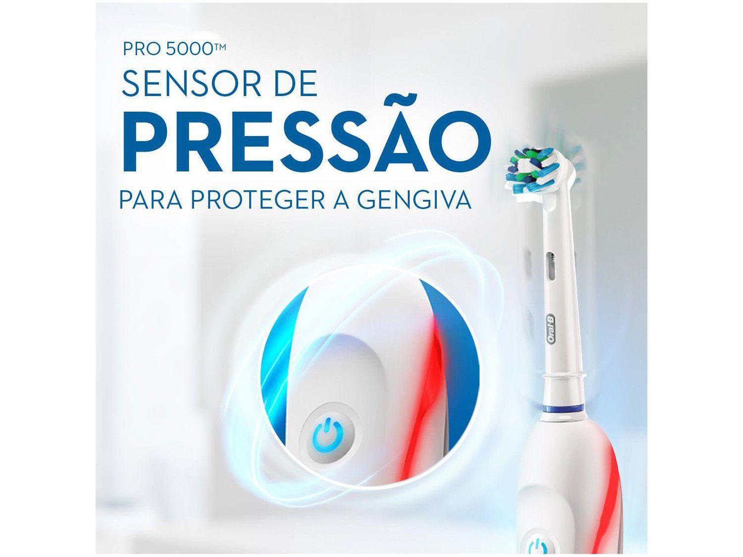 Escova de Dente Elétrica OralB Professional Care 5000 com Sensor de Pressão Escova de