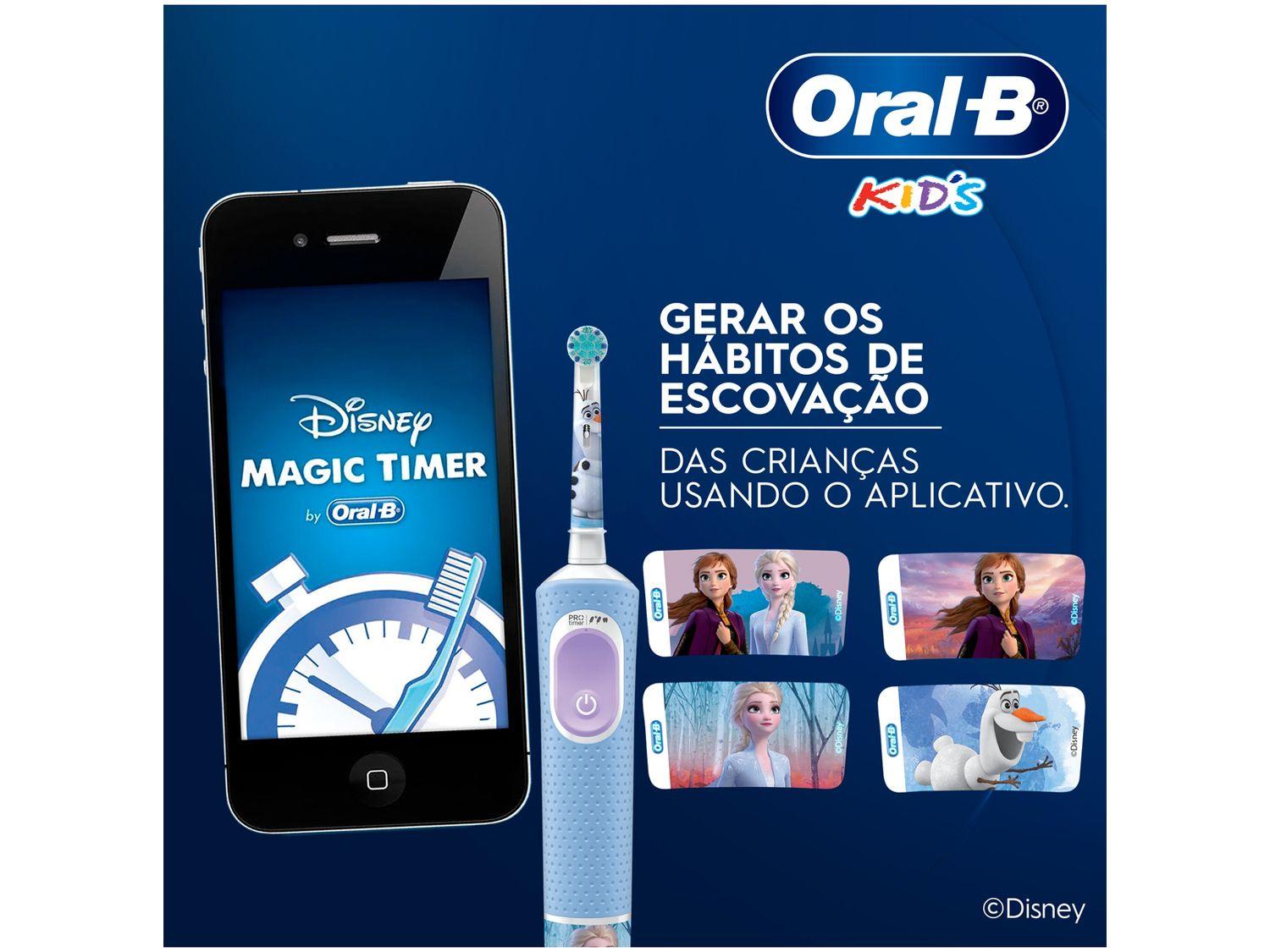 Escova de Dente Elétrica Recarregável Infantil Oral-B Vitality Frozen com Refil