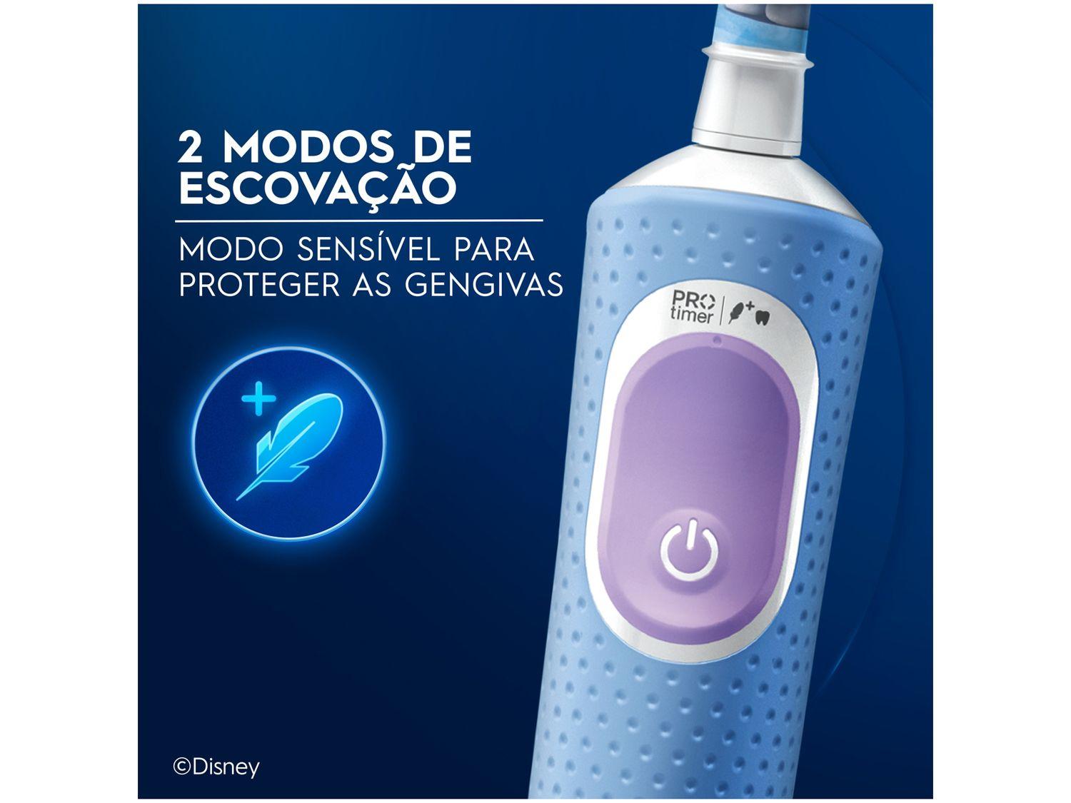 Escova de Dente Elétrica Recarregável Infantil Oral-B Vitality Frozen com Refil
