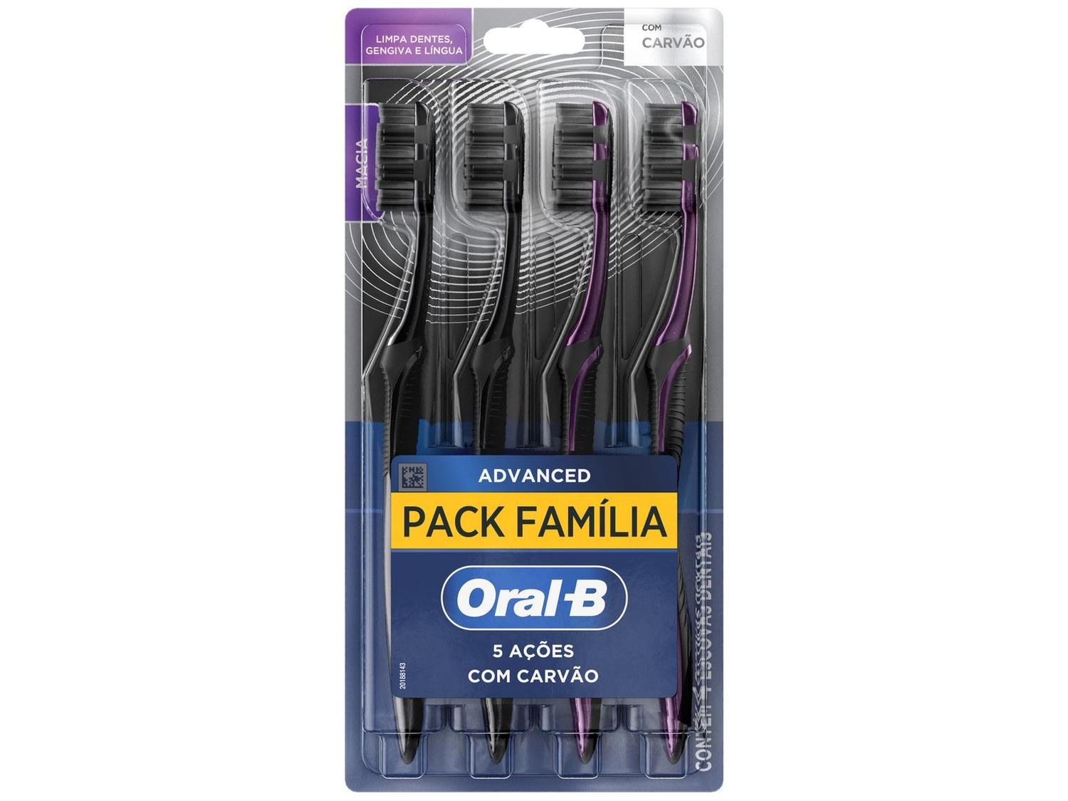 Escova de Dente Oral-B 5 Ações com Carvão 4 Unidades