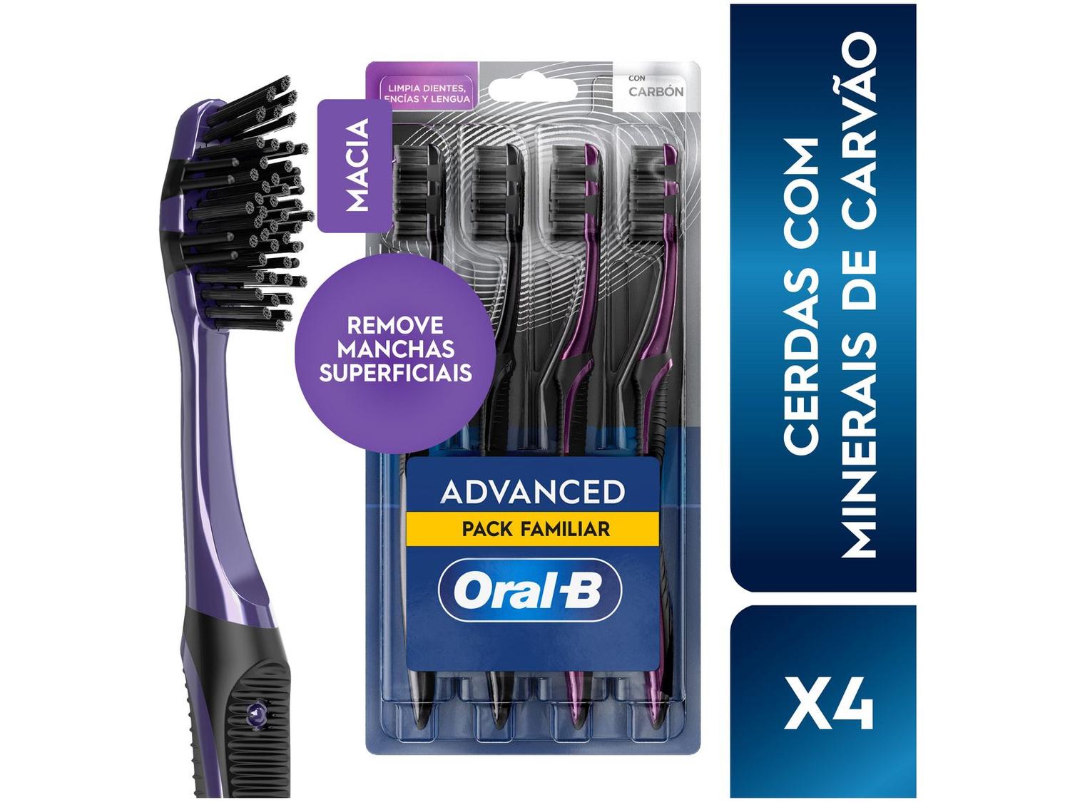 Escova de Dente Oral-B 5 Ações com Carvão 4 Unidades