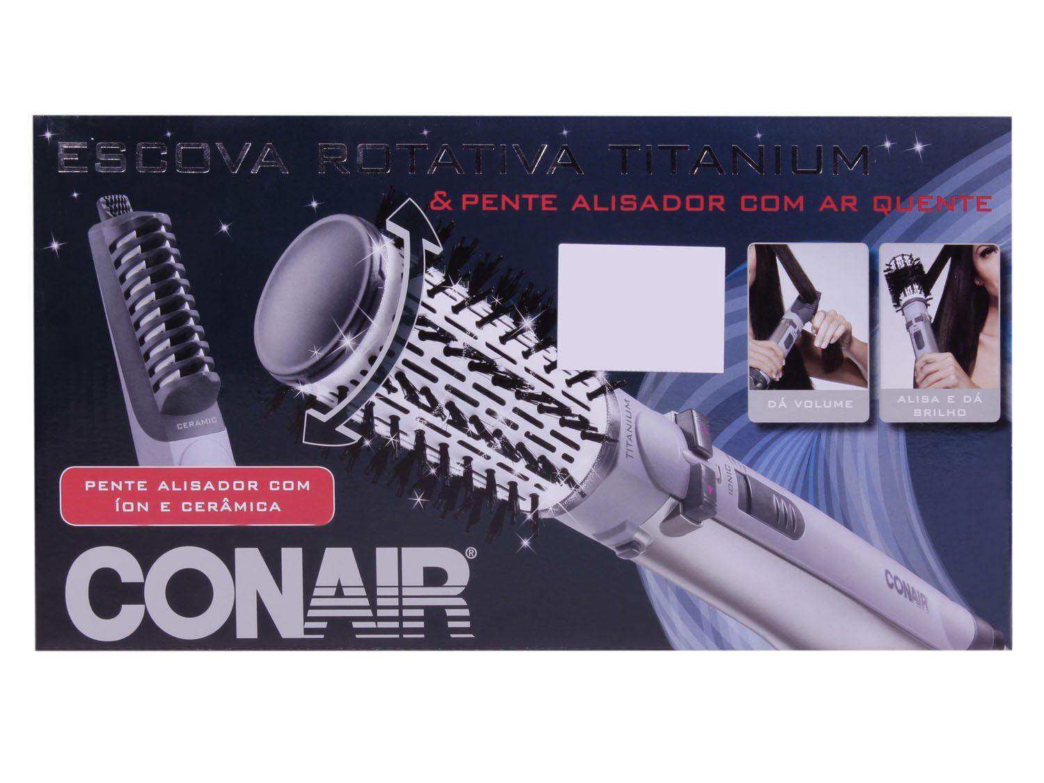Escova Rotativa Conair Conair Titanium Modeladora Cerâmica 900W com