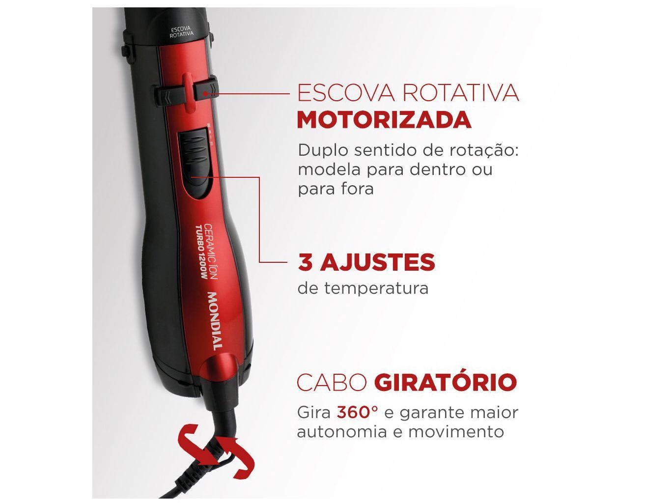 Escova Rotativa Mondial Ceramic Íon Turbo