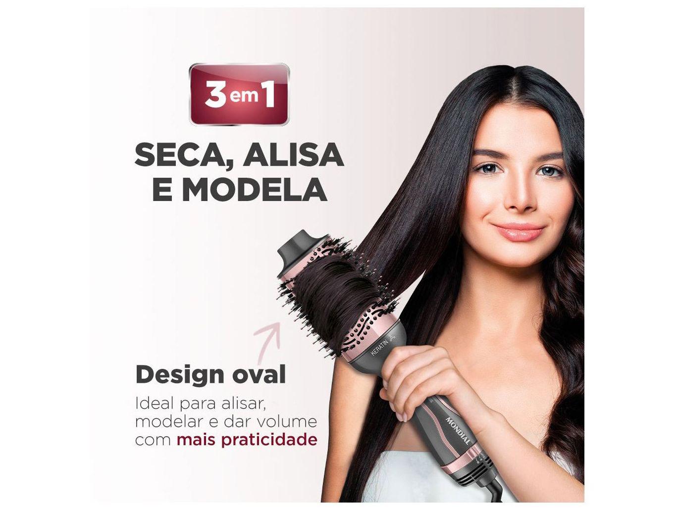 Escova Secadora Mondial Grey Rose Keratin