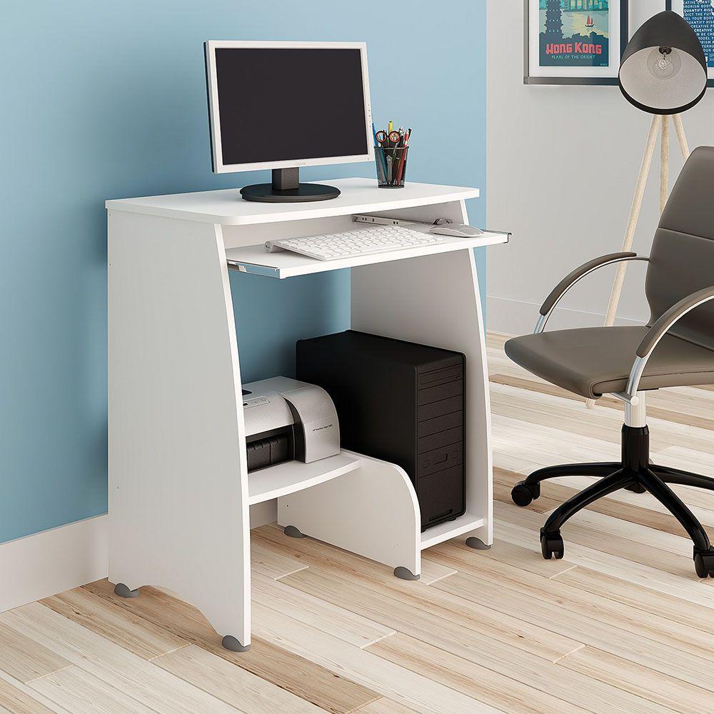 Escrivaninha/Mesa para Computador Pixel Branco com 03 Prateleiras ...