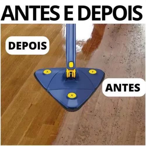 Imagem de Esfregão Triangular Rodo Limpador Giratório Mop + Refil Prático