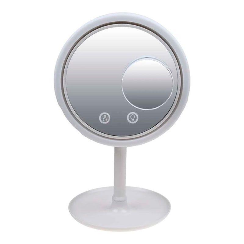 Espelho de Mesa Maquiagem 20 cm com Luz LED Ventilador USB