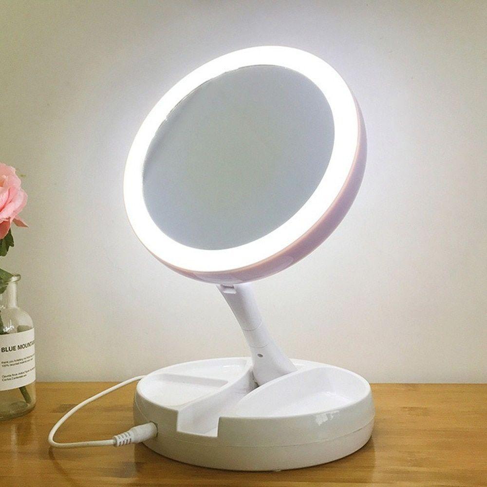 Imagem de Espelho Para Maquiagem com Aumento 10x Dupla Luz Led - Organizador