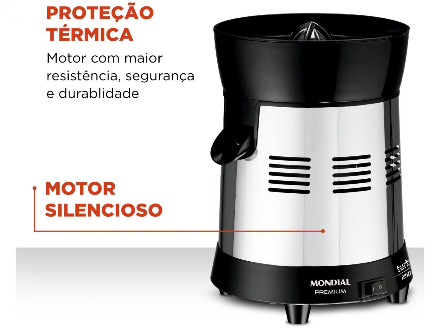 Espremedor de Frutas Mondial Cozinha E-10 Elétrico Inox 250W Capacidade 1L