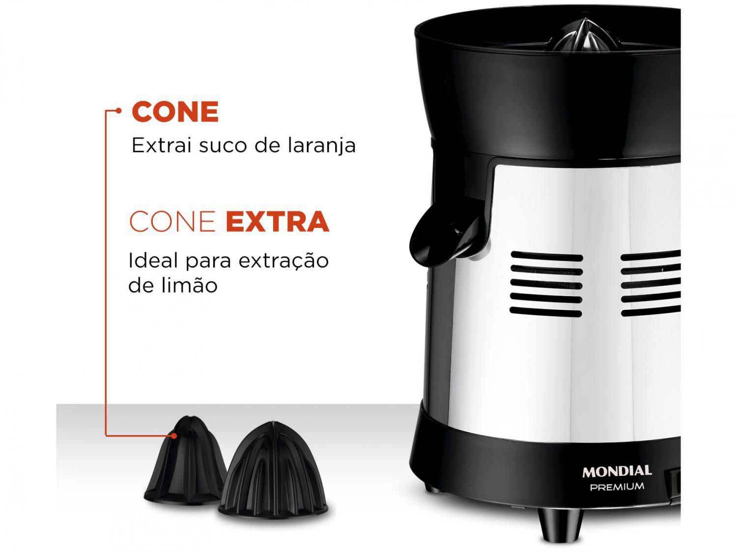 Espremedor de Frutas Mondial Cozinha E-10 Elétrico Inox 250W Capacidade 1L