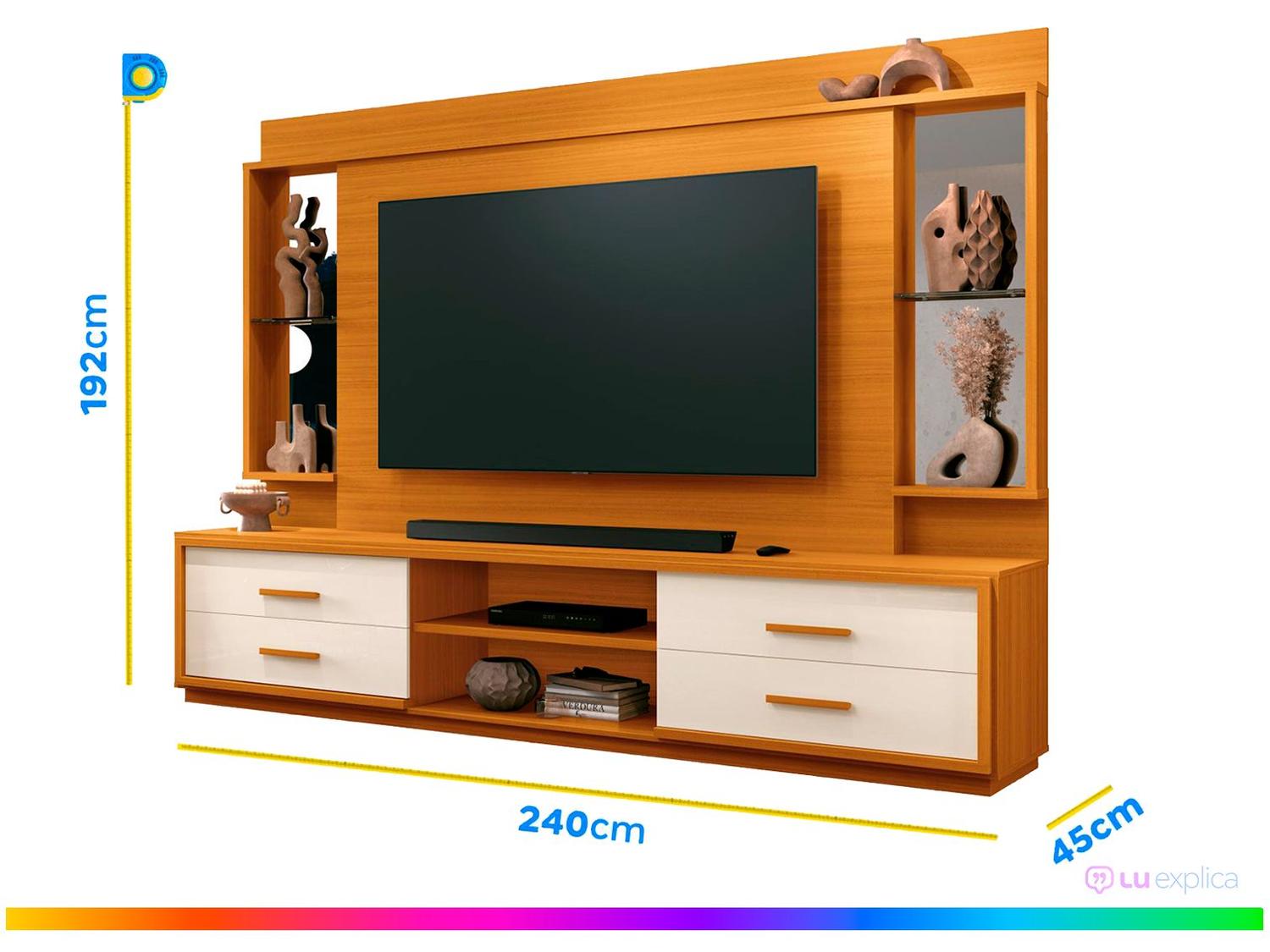 Estante Home para TV até 75” 4 Gavetas EDN Móveis Leni