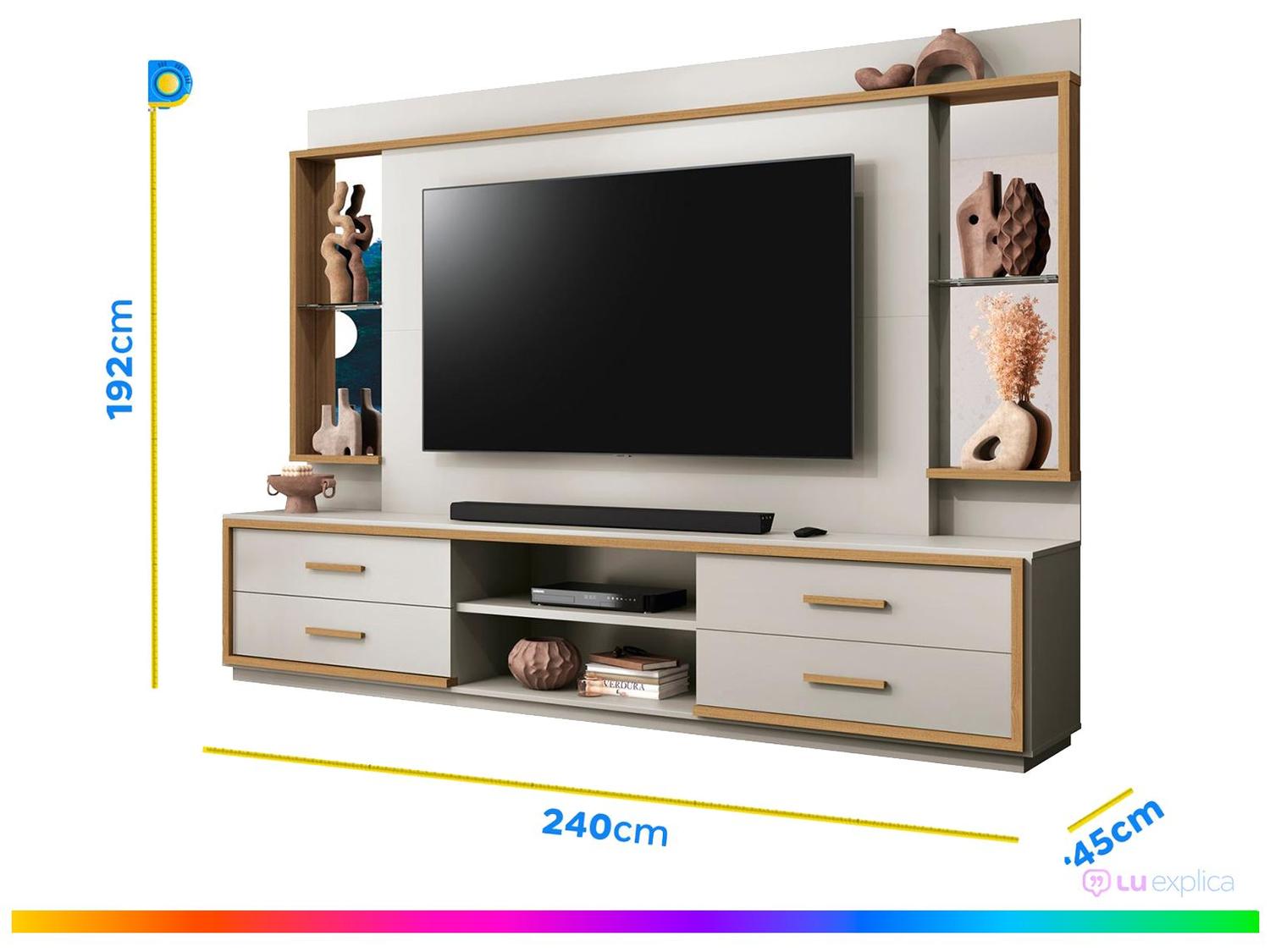Estante Home para TV até 75” 4 Gavetas EDN Móveis Leni