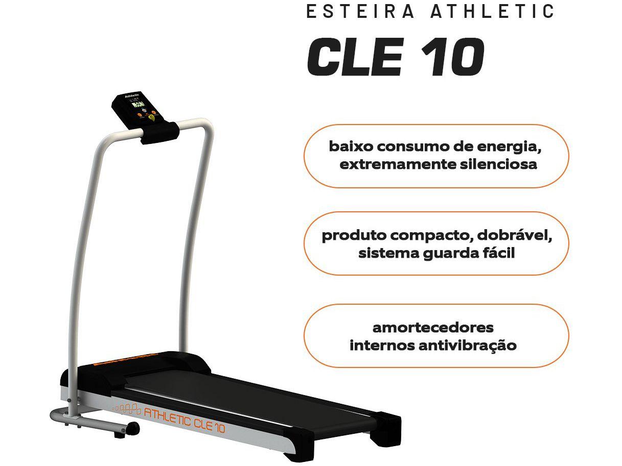 Esteira Ergométrica Elétrica Dobrável Athletic CLE 10 Vel. Máxima 10km/h