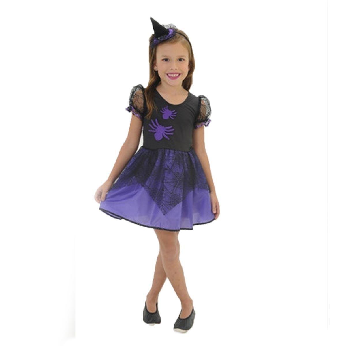 Fantasia Bruxa Infantil de Halloween Com Chapeu de Bruxa - Fantasias ...