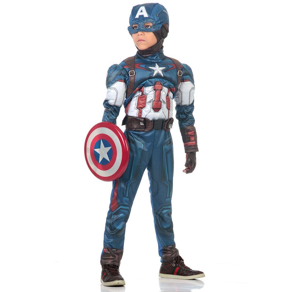 Fantasia Capitão América Infantil Original com Máscara e Peitoral ...