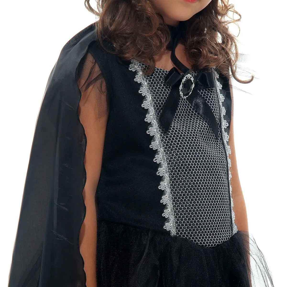 fantasia vampira infantil de luxo com capa removível para Halloween