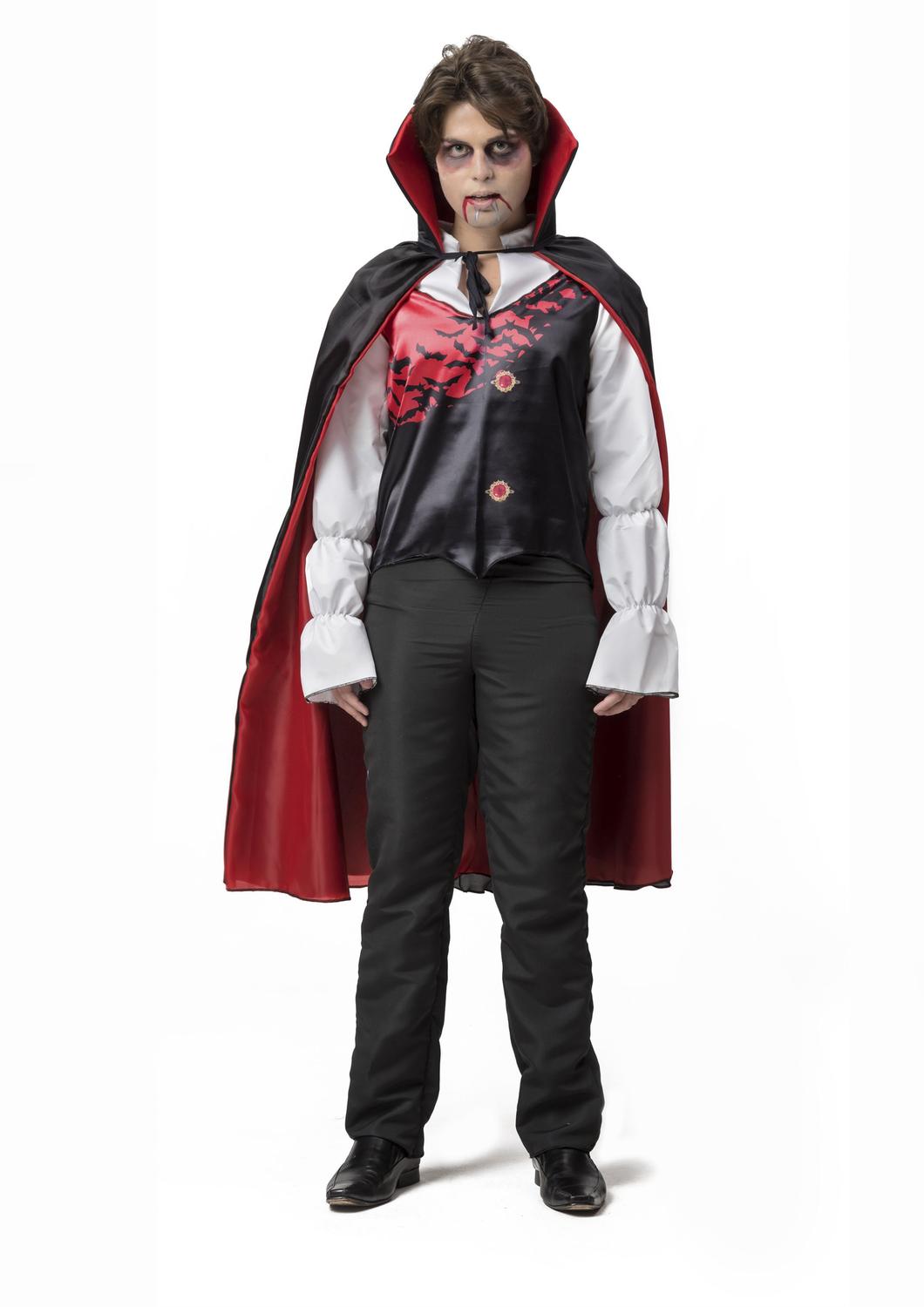 Fantasia Drácula Vampiro Halloween Adulto Roupa com Capa Top ...