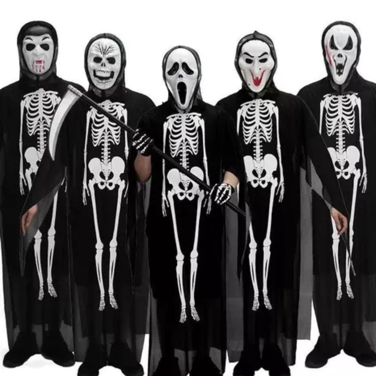 Fantasia de Criança Caveira Esqueleto com Máscara Halloween