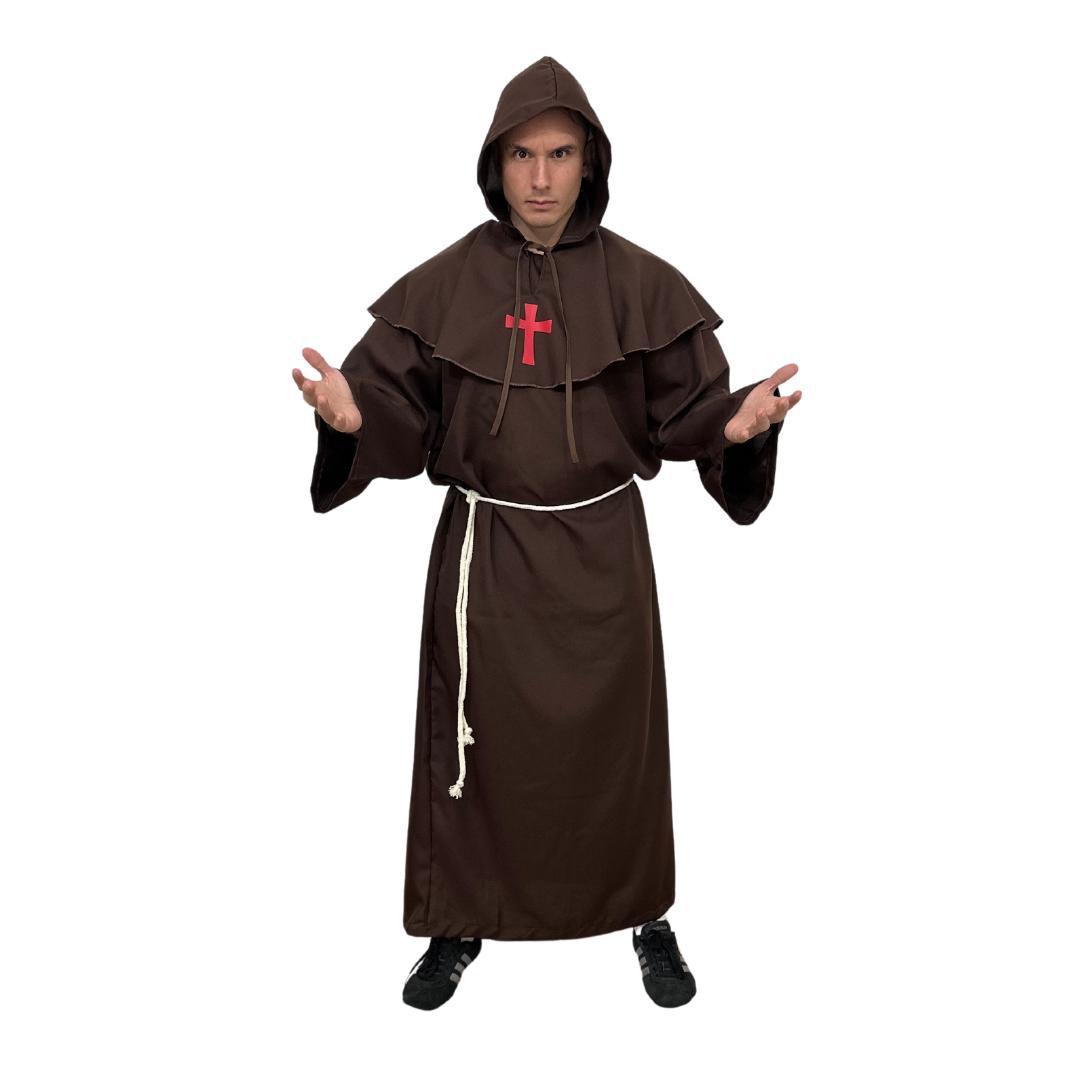 Imagem de Fantasia Frei Frade Monge Padre Medieval Luxo Masculina