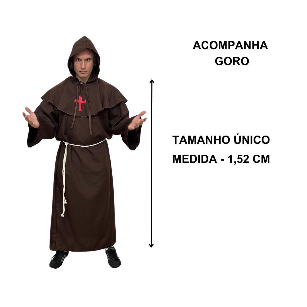 Imagem de Fantasia Frei Frade Monge Padre Medieval Luxo Masculina