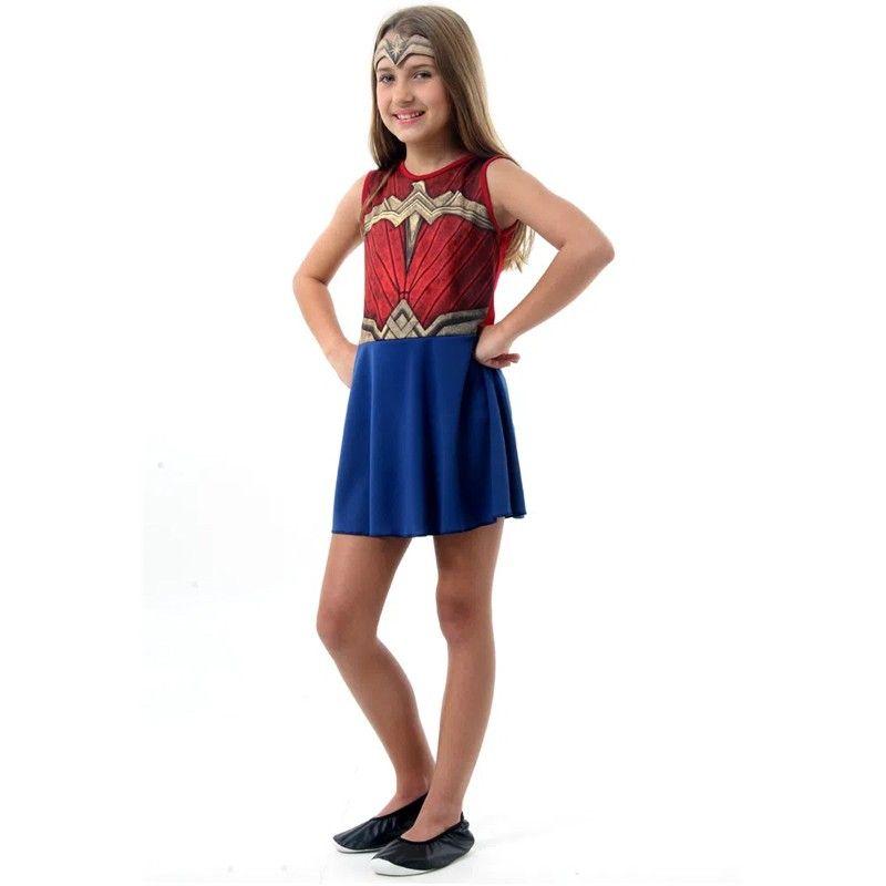 Fantasia Mulher Maravilha Infantil Pop com Tiara Sulamericana