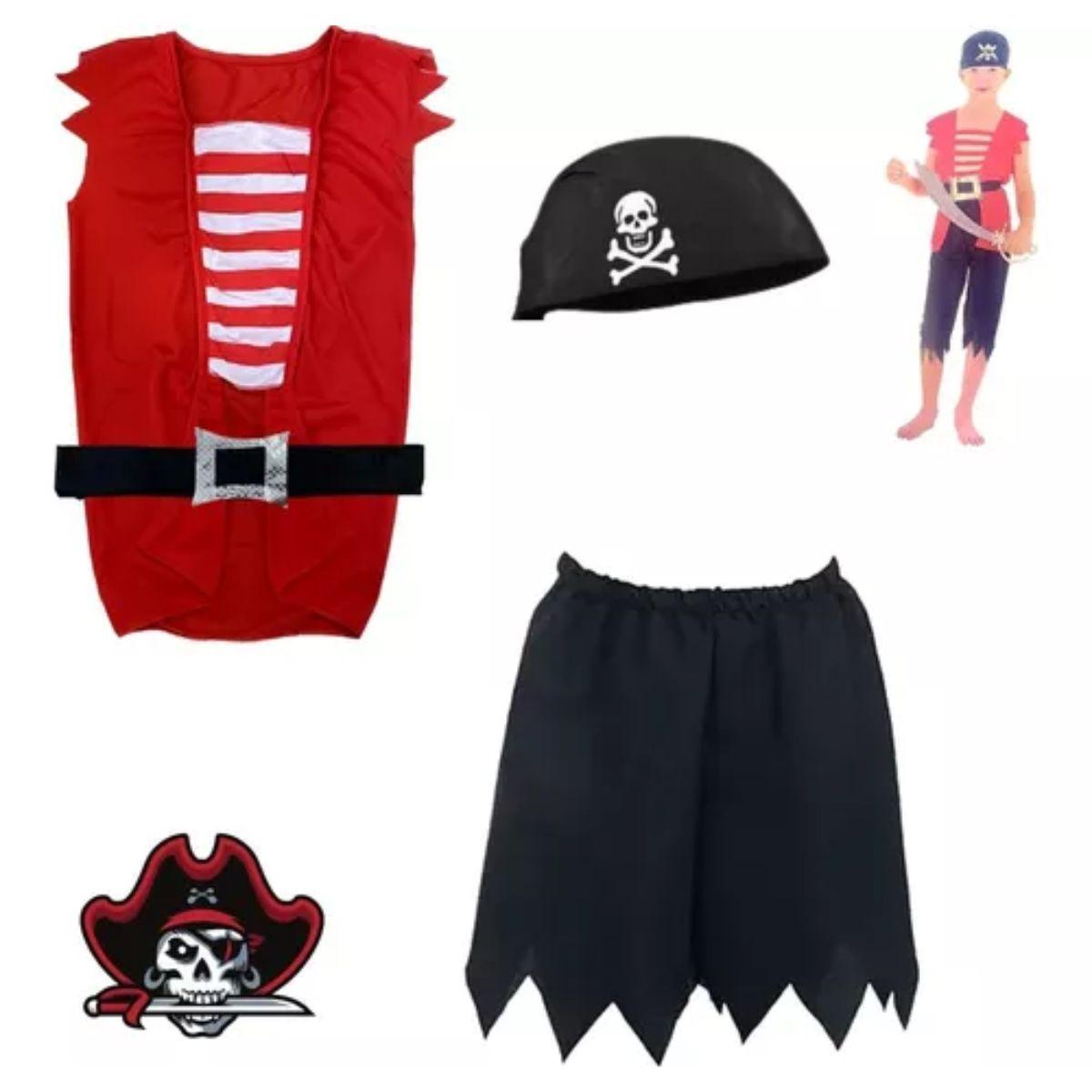Fantasia Pirata Infantil Masculino C/ Bandana Halloween Festa