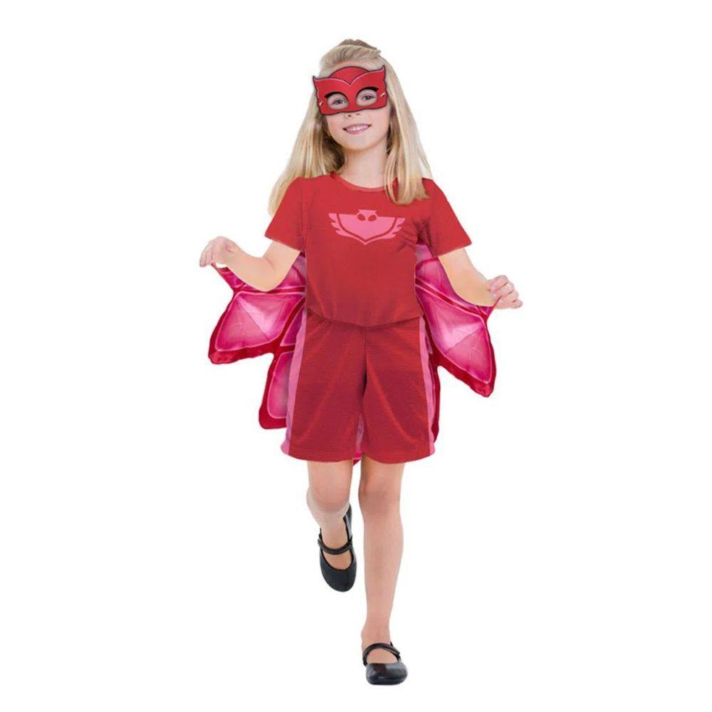 Fantasia Pj Masks Corujita Infantil Curta + Asas e Máscara Oficial Pj ...