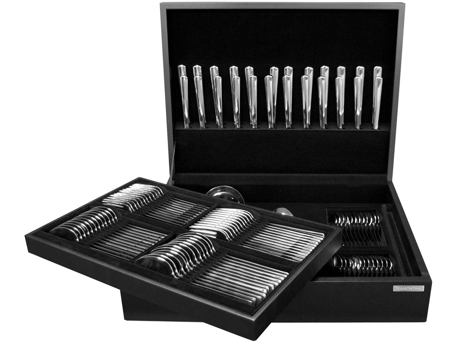 Faqueiro Tramontina Inox 101 Peças Italy 66932217 com Estojo