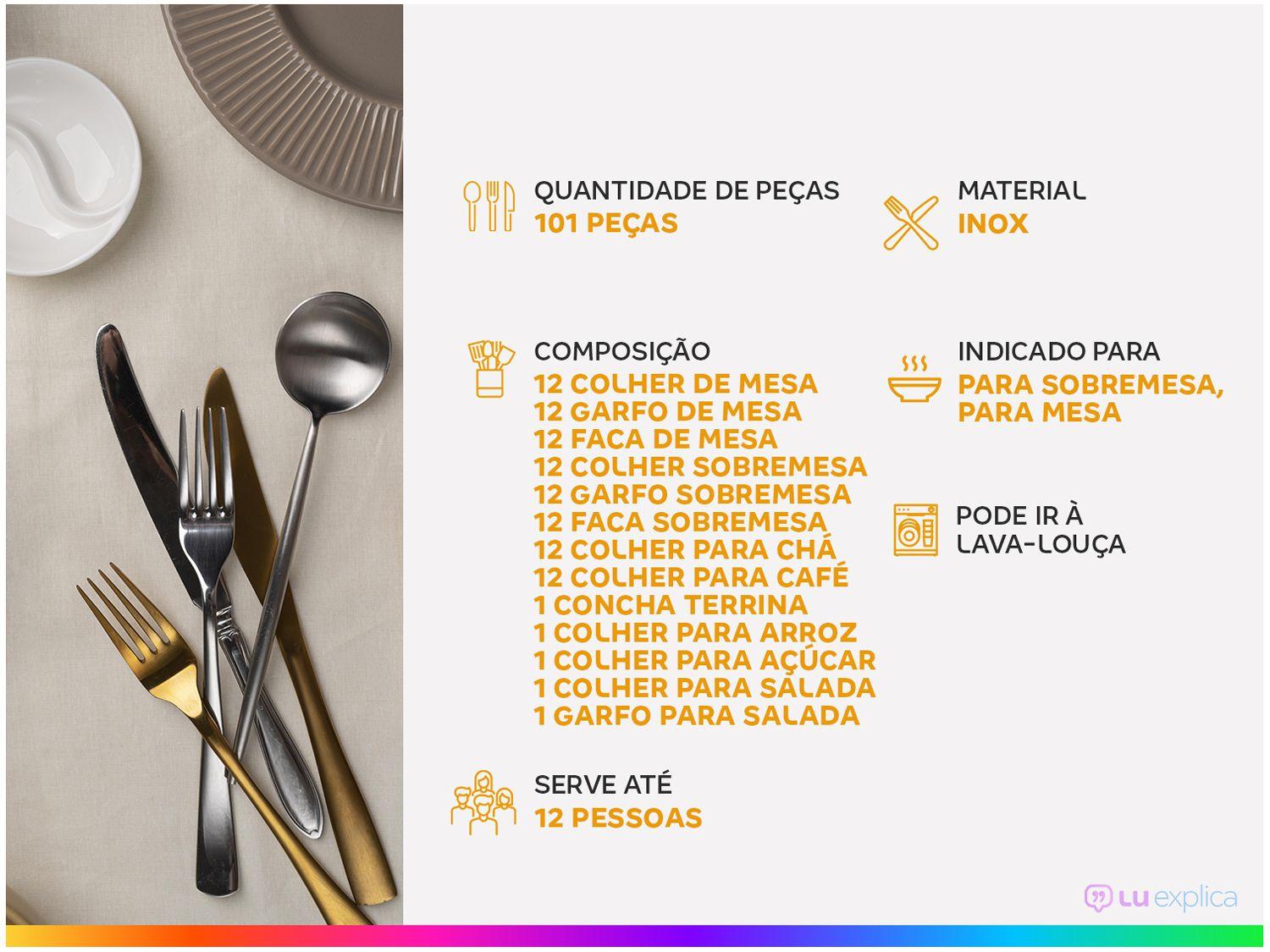 Faqueiro Tramontina Inox 101 Peças Zurique 66986030