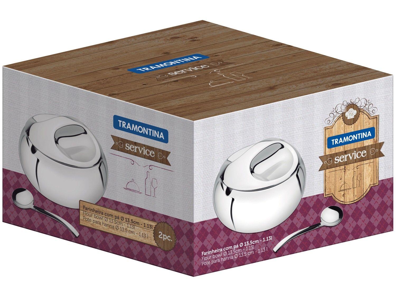 Farinheira Inox 1,1L Tramontina Service com Colher