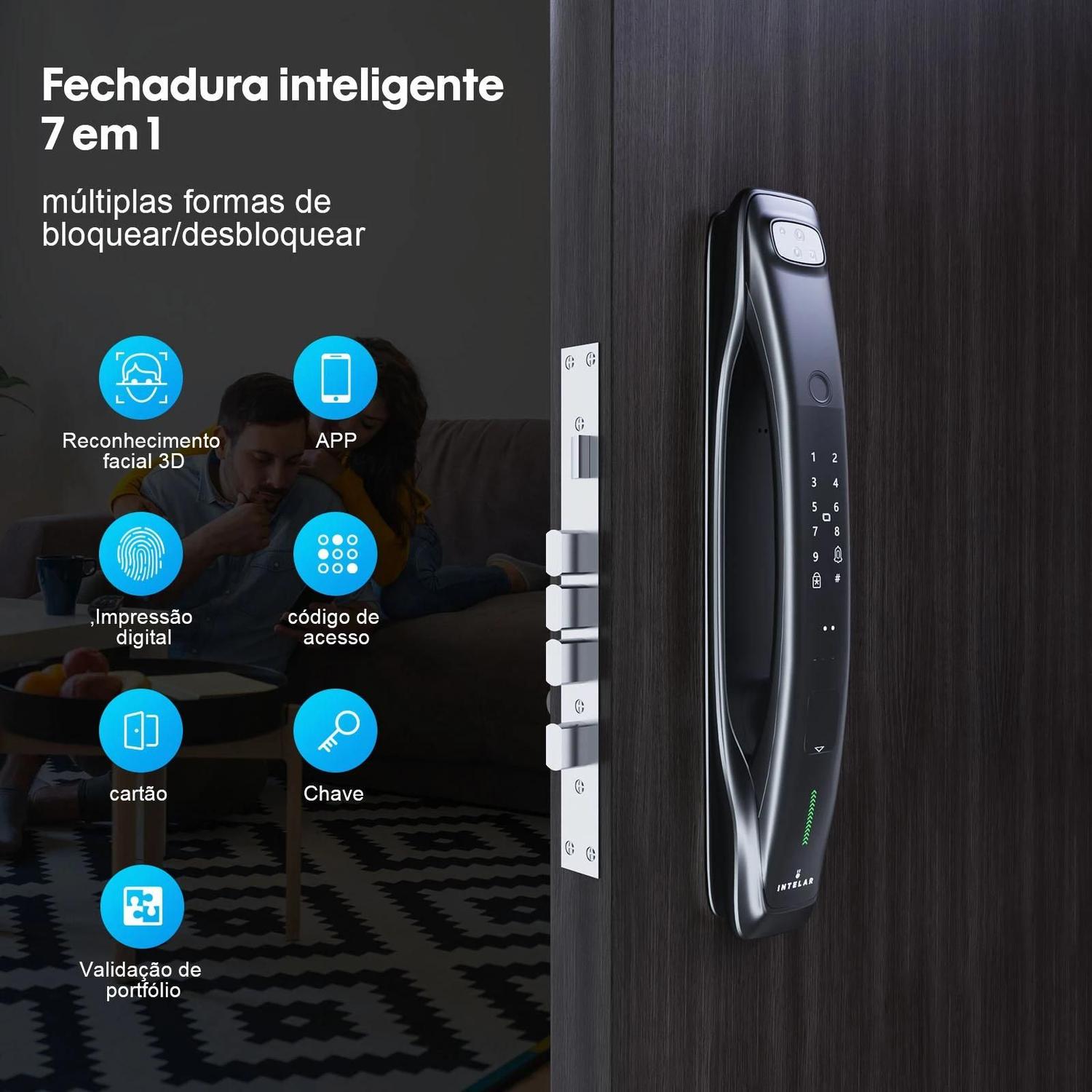 Vista da Intelar X3 instalada em porta, conforme galeria do anúncio
