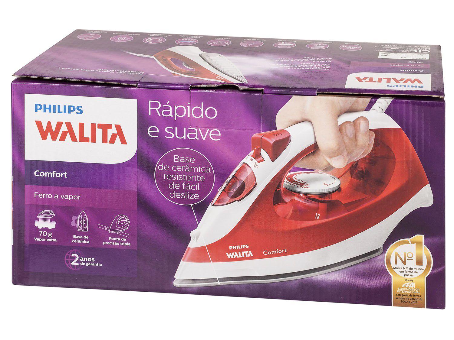 Ferro a Vapor Philips Walita Comfort - Vermelho e Branco com Corta ...