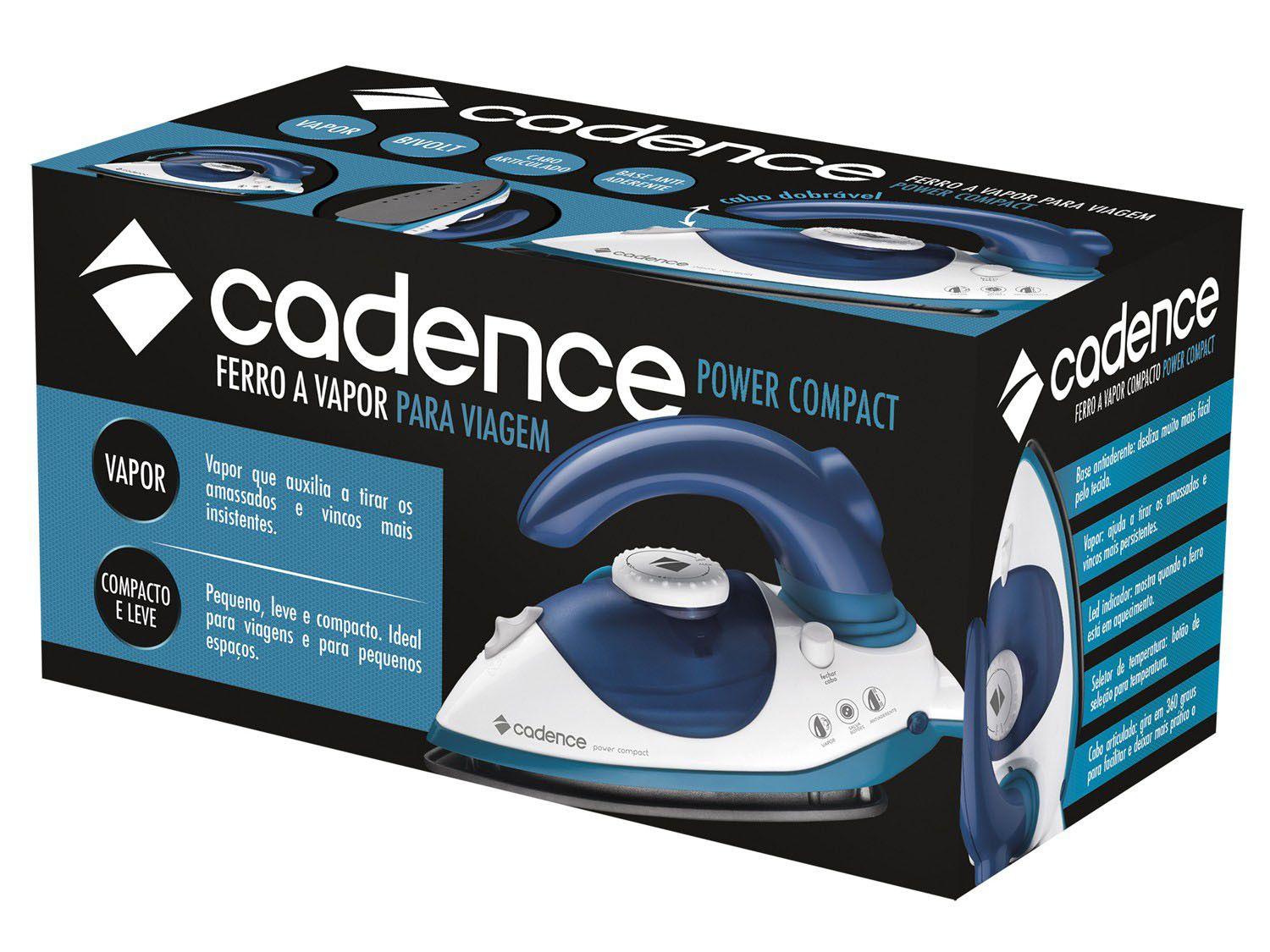 Ferro de Passar a Vapor Cadence Power Compact - Branco e Azul Base ...
