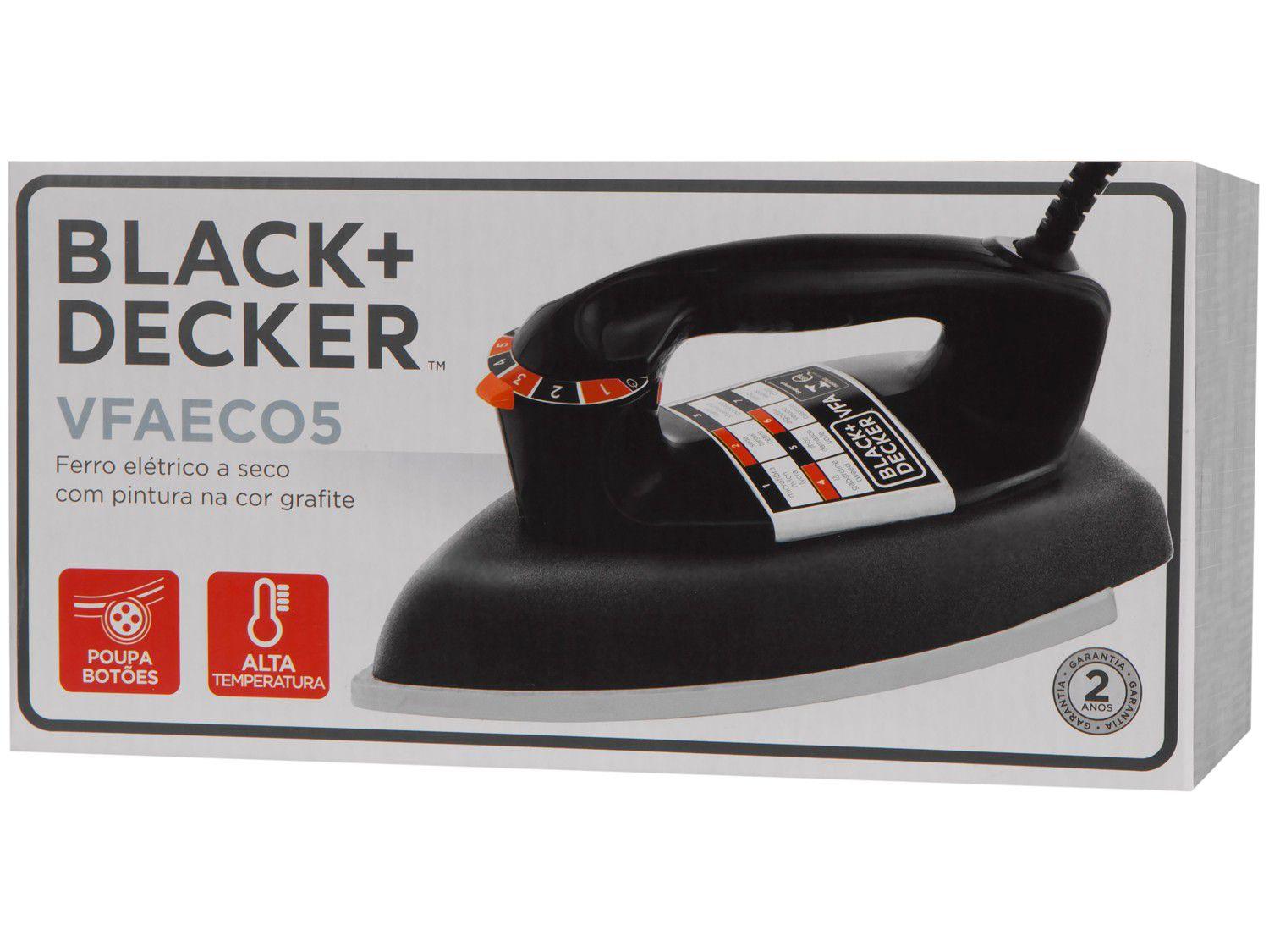 Ferro de Passar Roupa a Seco Black + Decker - VFA ECO Preto e Grafite ...