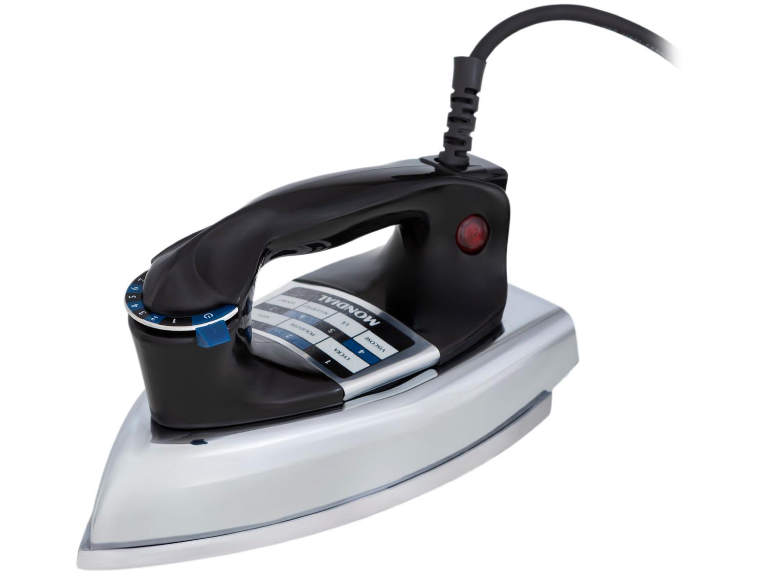 Ferro de Passar Roupa a Seco Mondial Portátil FS-01-BI Preto e Prata