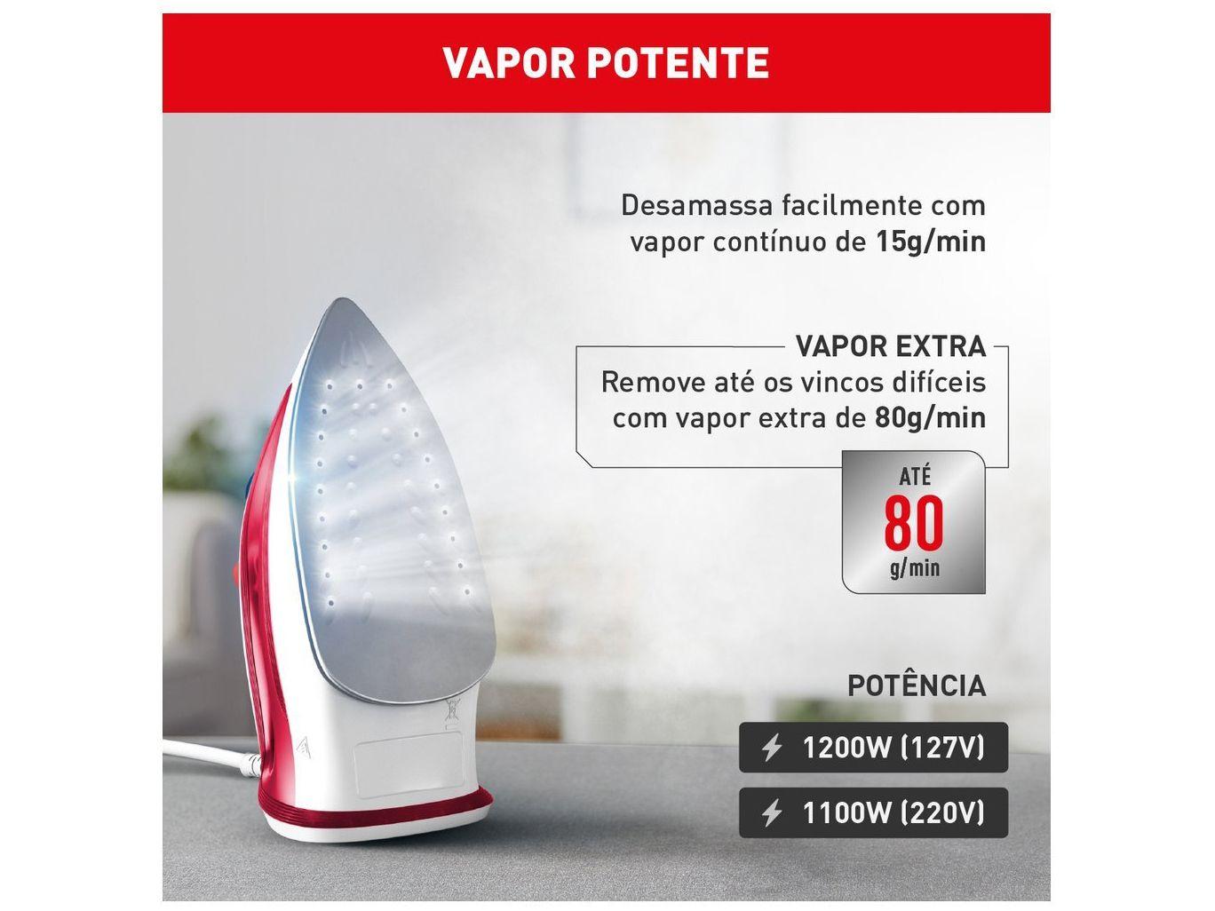 Ferro de Passar Roupa a Vapor Arno Essentialgliss Rosa e Branco