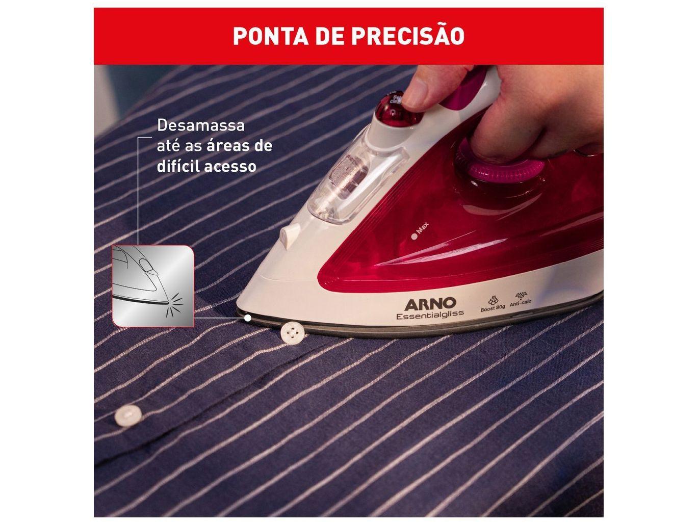 Ferro de Passar Roupa a Vapor Arno Essentialgliss Rosa e Branco