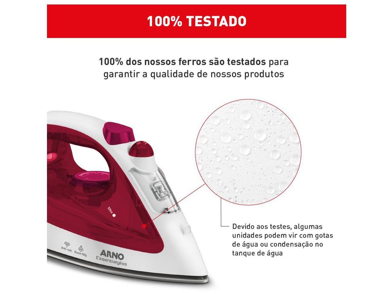 Ferro de Passar Roupa a Vapor Arno Essentialgliss Rosa e Branco