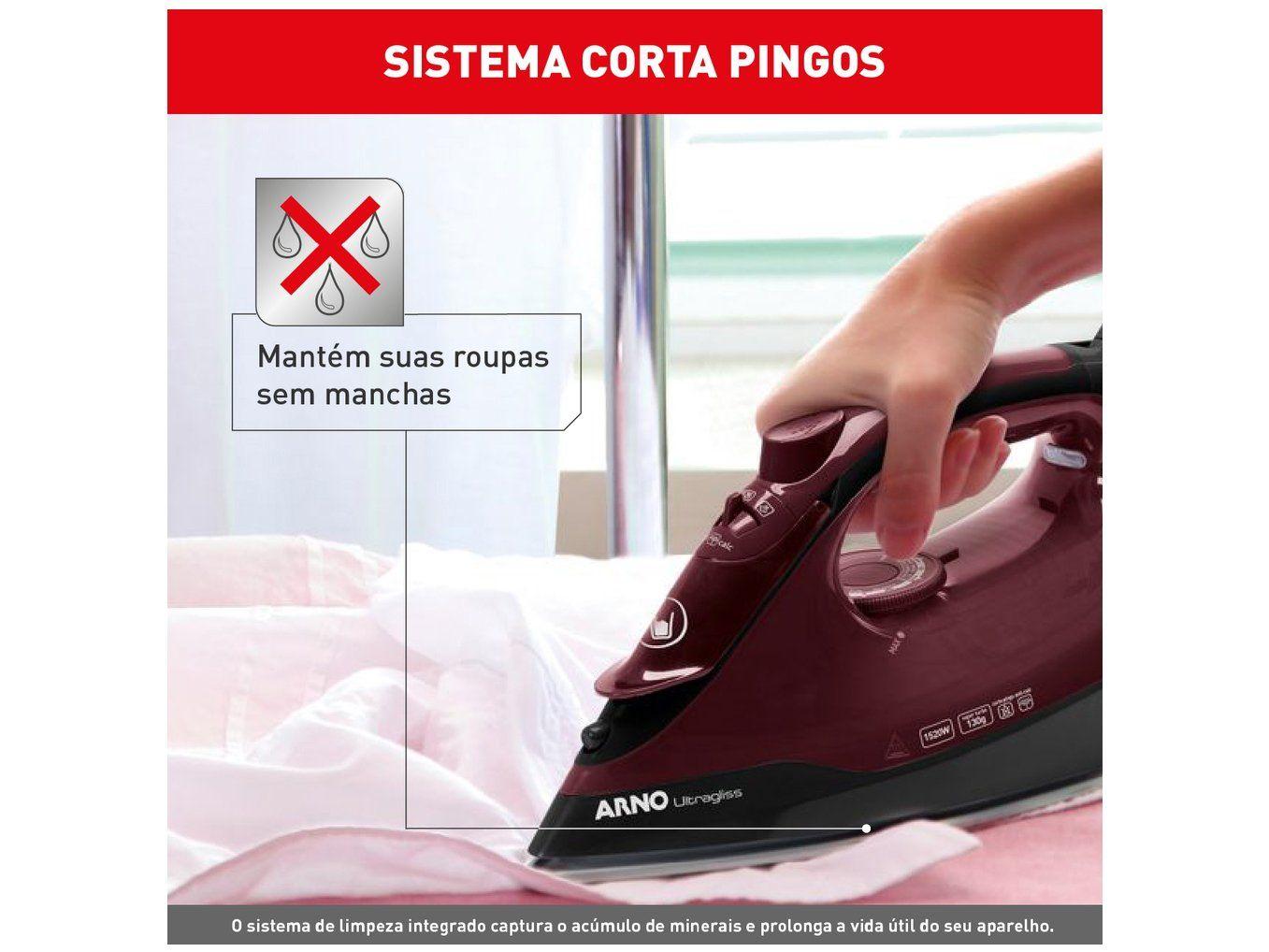 Ferro de Passar Roupa a Vapor Arno Ultragliss FMV Vinho e Preto